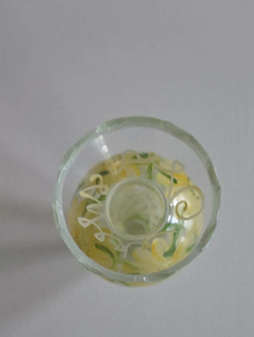 Tracy Porter Yellow Floral Hand-Painted Glass Vase